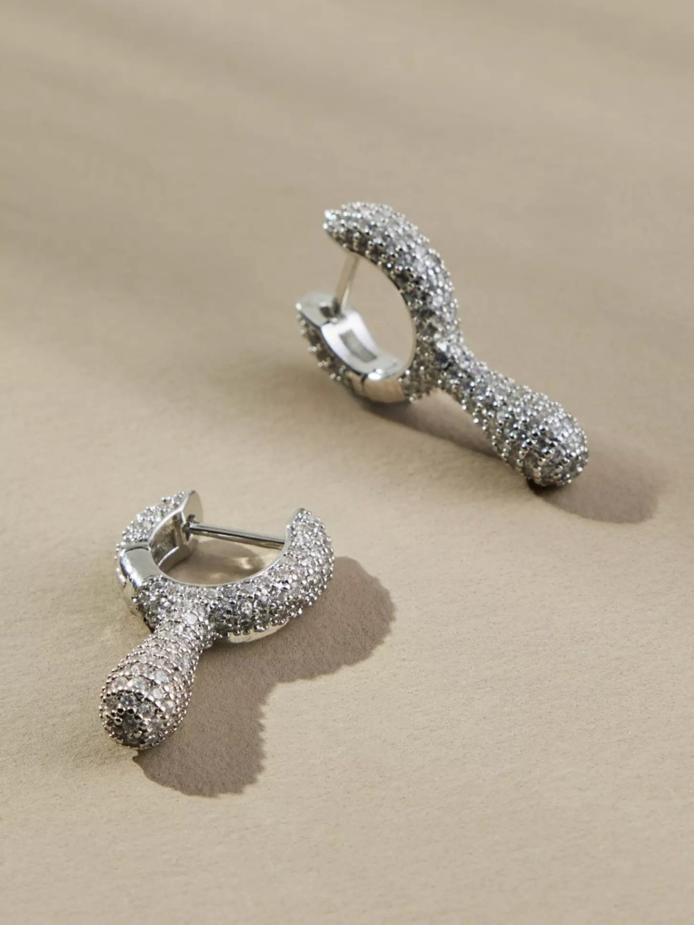 By Anthropologie Drippy Crystal Huggie Hoop Earrings in Silver